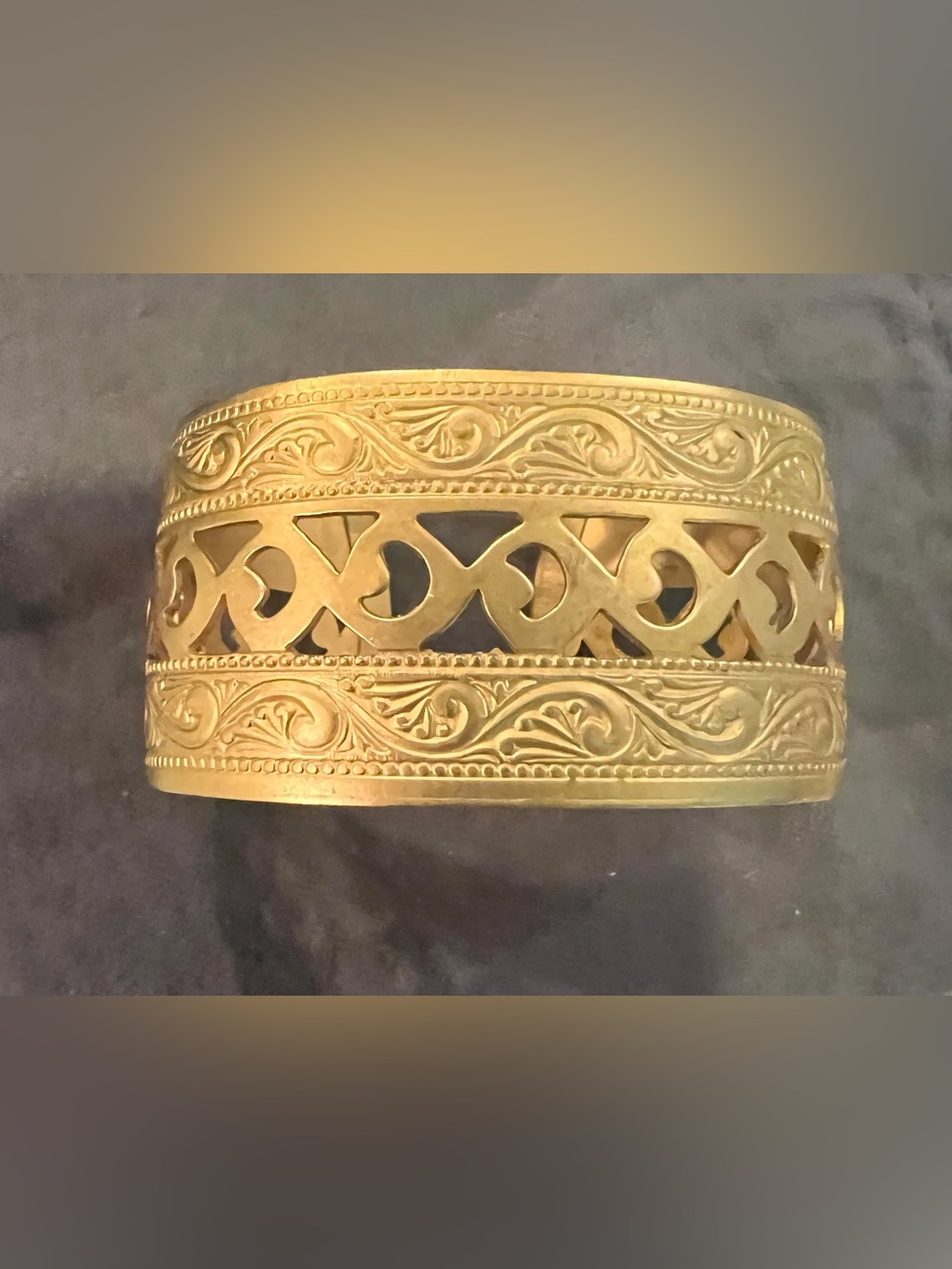 Vintage Gold-tone Filigree Cutout Cuff Bracelet
